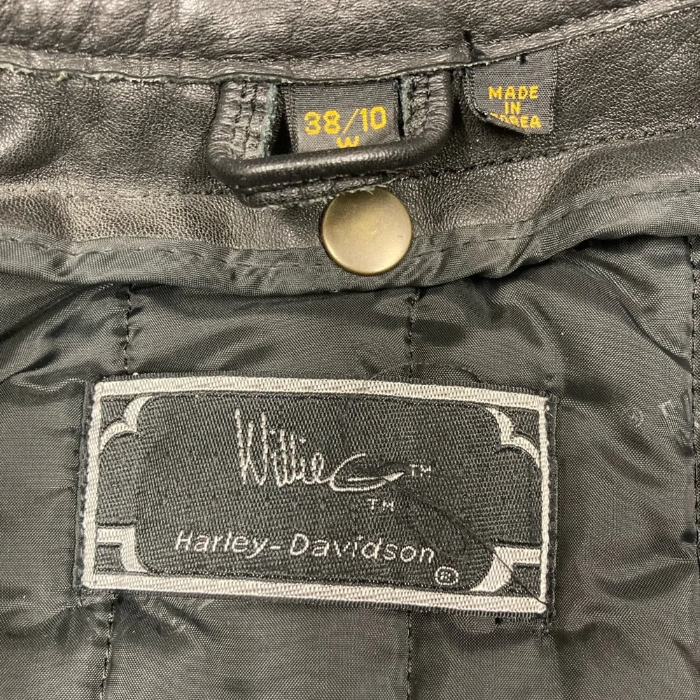HARLEY-DAVIDSON Willie G Genuine Leather Women’s Black Fringe Jacket Sz Medium - Picture 15 of 16